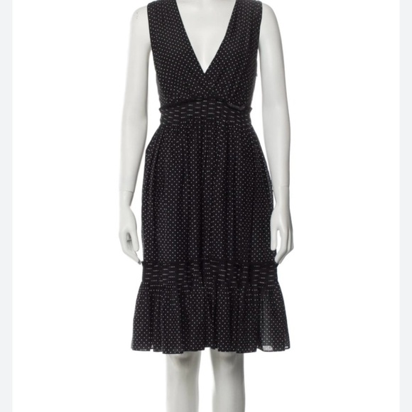 Emanuel Ungaro Denise Black Polka Dot Midi Dress | Size S | $695 Retail - Picture 1 of 14